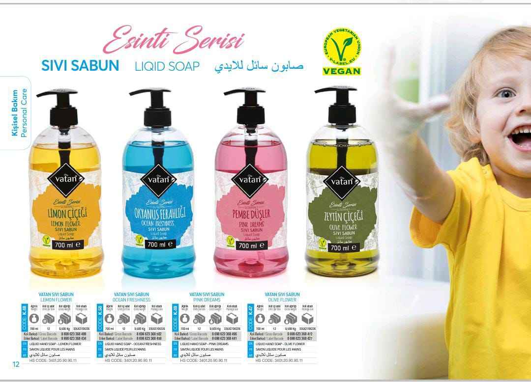 Liquid Hand Soap 700 ML Chemical Formula From Turkey Best Quality & Price VATAN Brand